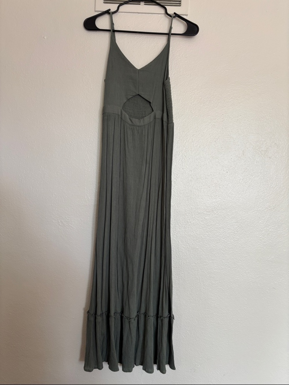aerie Olive Maxi Dress with Front Cutout